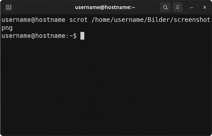 Terminal window showing scrot example